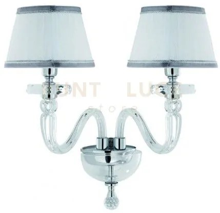 Applique bach 2 luci cristallo e cromo attacco e14 con paralumi
