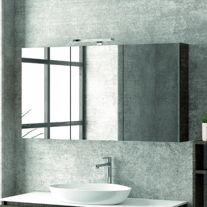 Composizione bagno 120cm sospesa composta da mobile specchio contenitore e 2 pensili - KAMALU