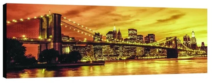 Stampa su tela Sunset Brooklyn bridge, seppia 180 x 64 cm