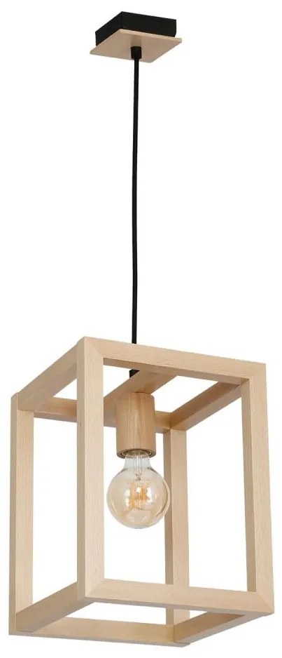 Lampadario a sospensione con filo LEGNO 1xE27/60W/230V
