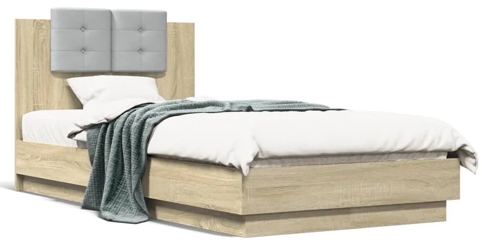 Giroletto Con Testiera Rovere Sonoma 90x190cm Legno Multistrato /