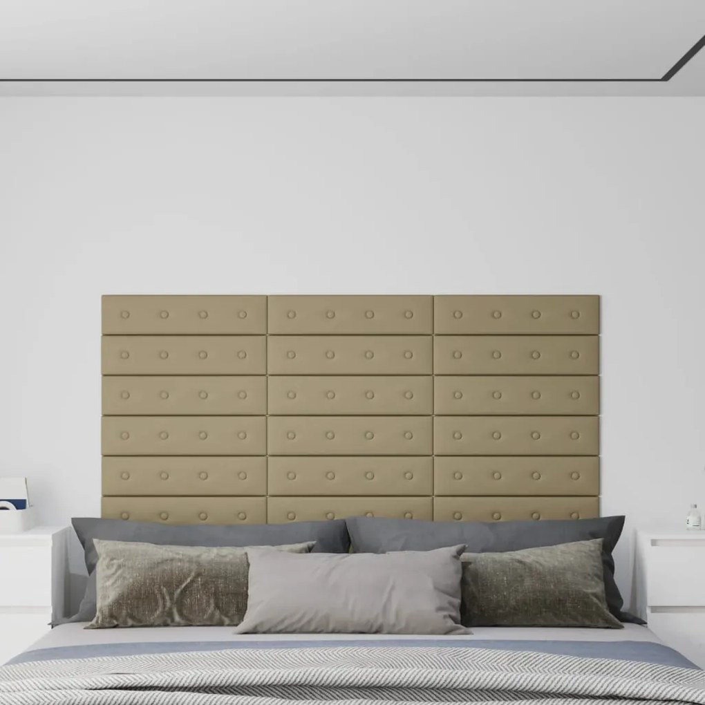 Pannelli Murali 12 Pz Cappuccino 60x15 Cm Similpelle 1,08 M² /