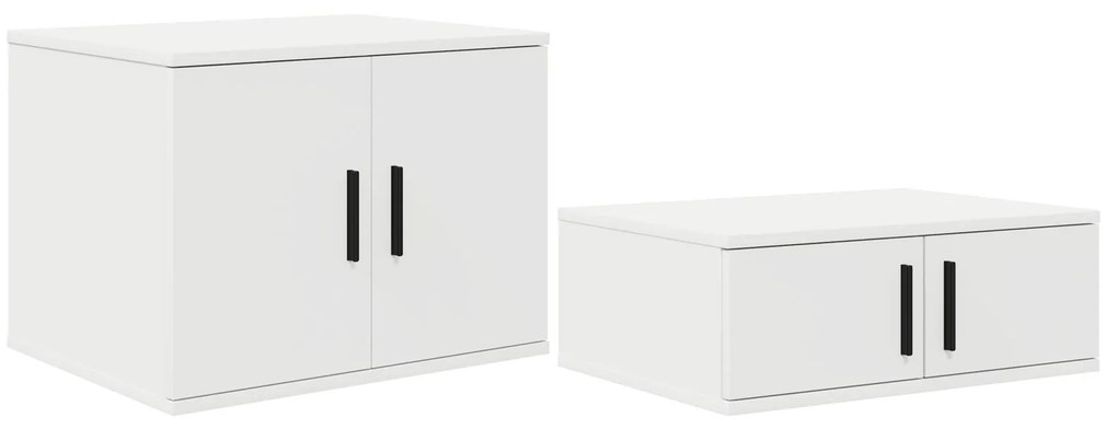 Telaio letto magazzino set di 3 bianco legno massello, truciolare