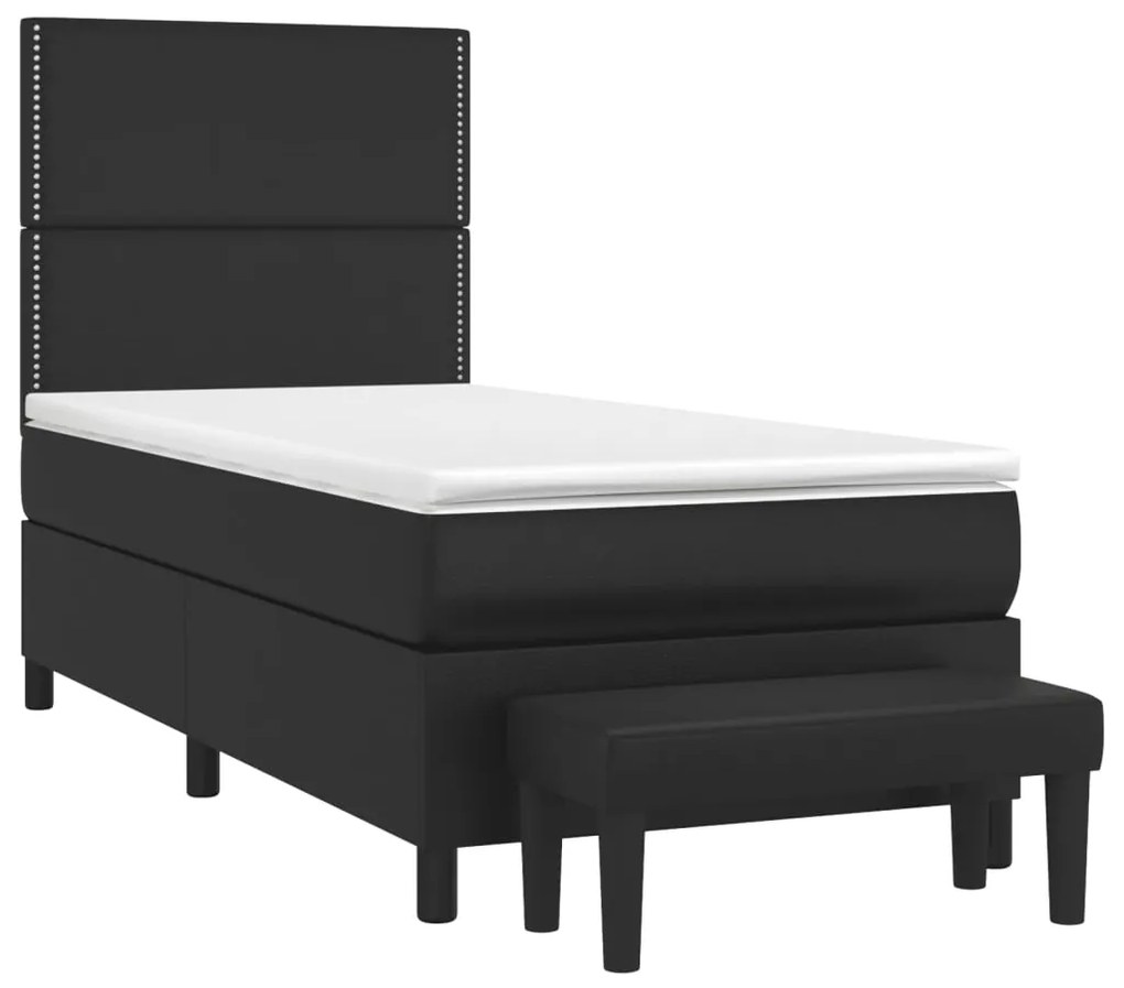 Giroletto a molle con materasso nero 100x200 cm in similpelle