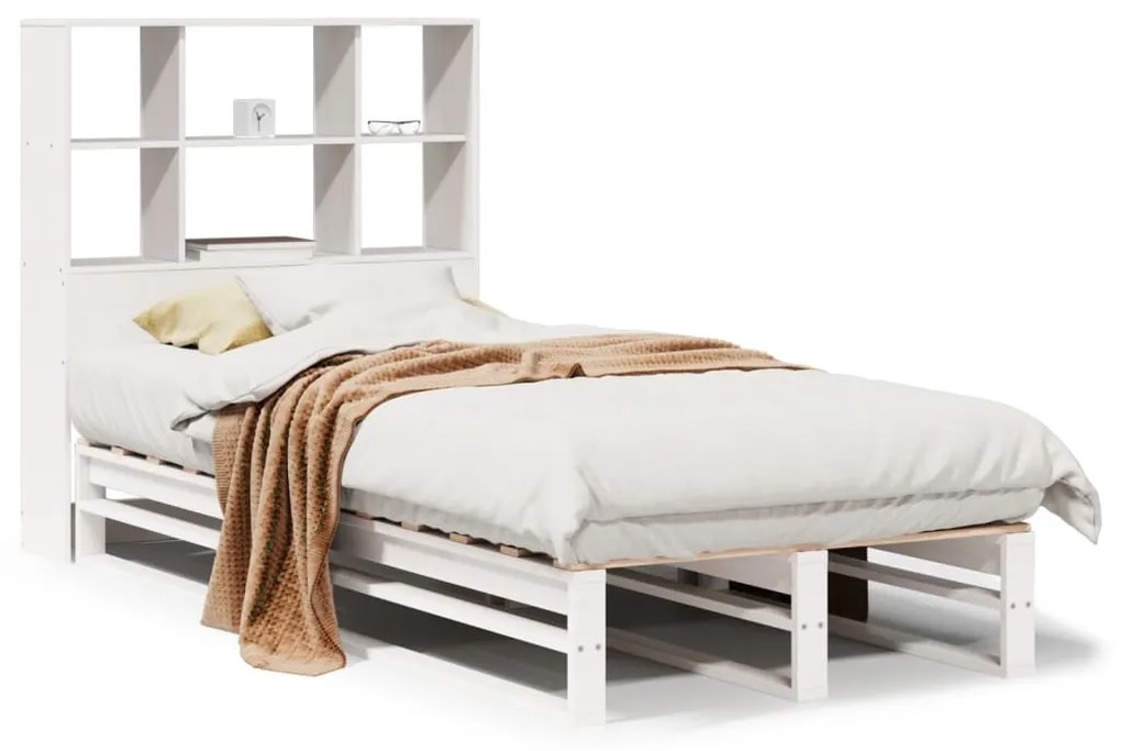 Letto libreria senza materasso bianco 90x200 cm legno massello