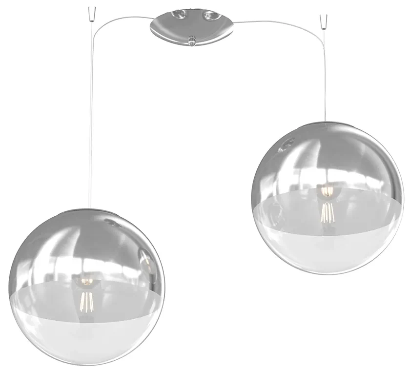 Sospensione Contemporanea Target Metallo Cromo Vetro Cromo Trasp 2 Luci E27 25Cm