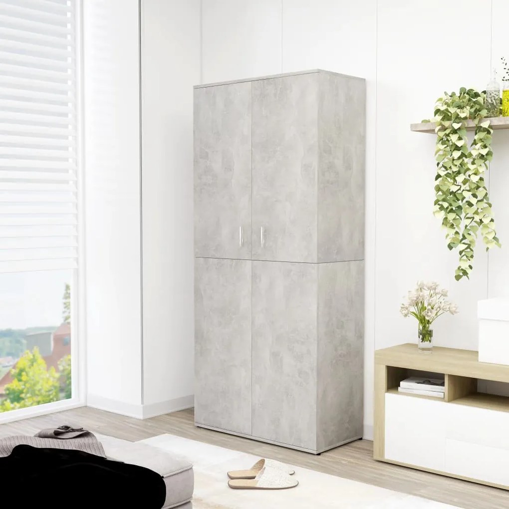 Scarpiera Grigio Cemento 80x39x178 Cm İn Legno Multistrato /