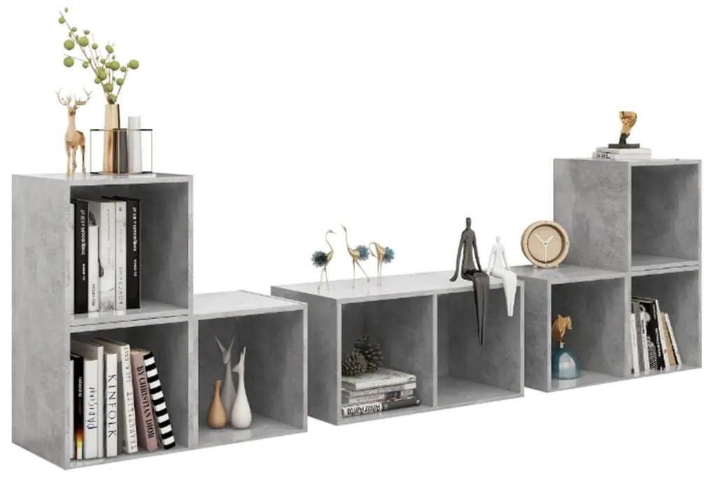 Set mobili tv 6 pz grigio cemento in truciolato