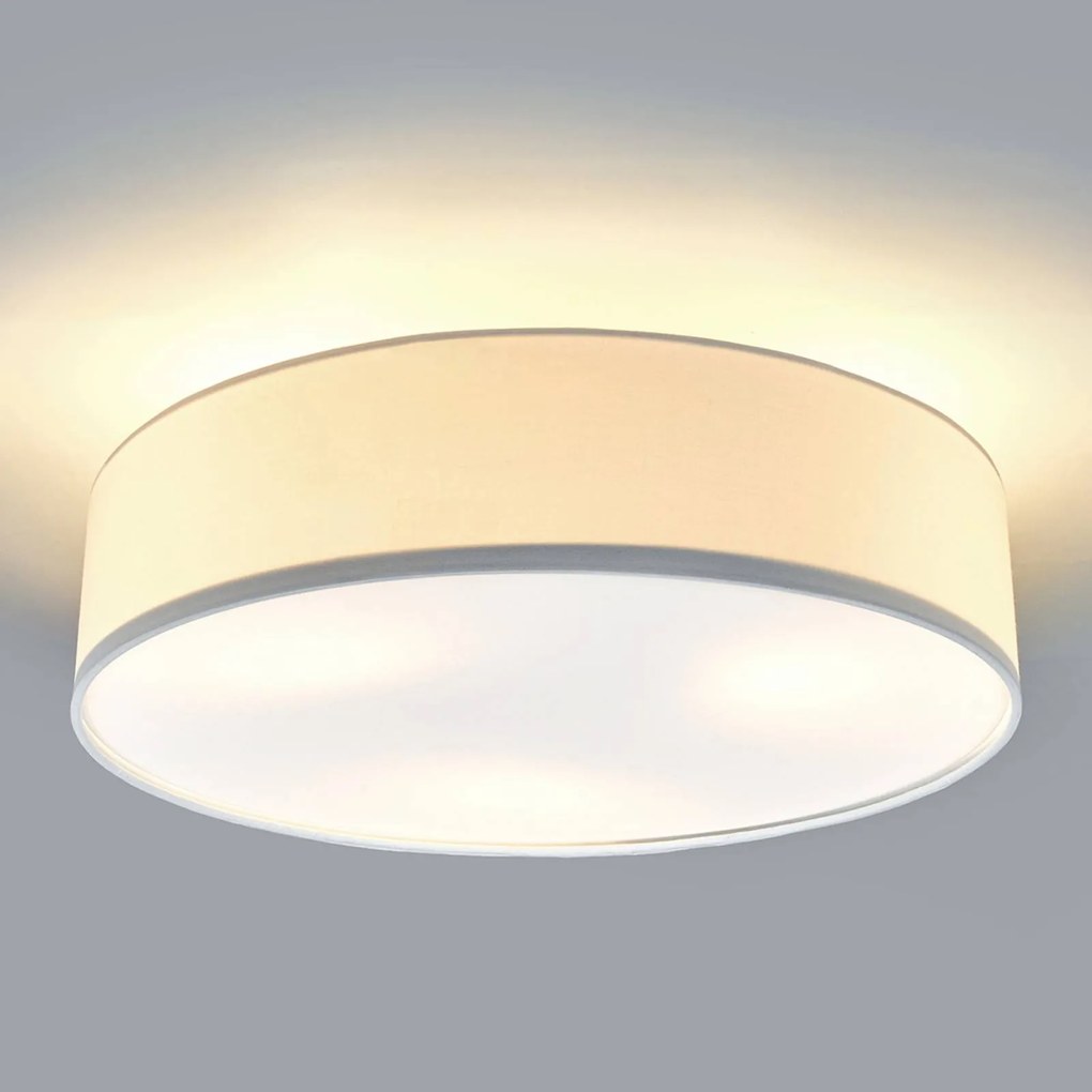 Lindby plafoniera Sebatin, Ø 50 cm, beige, tessuto, E27