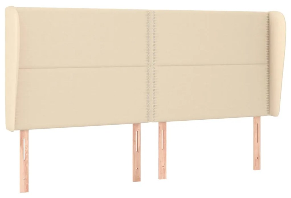 Testiera ad orecchio crema 203x23x118/128 cm in tessuto