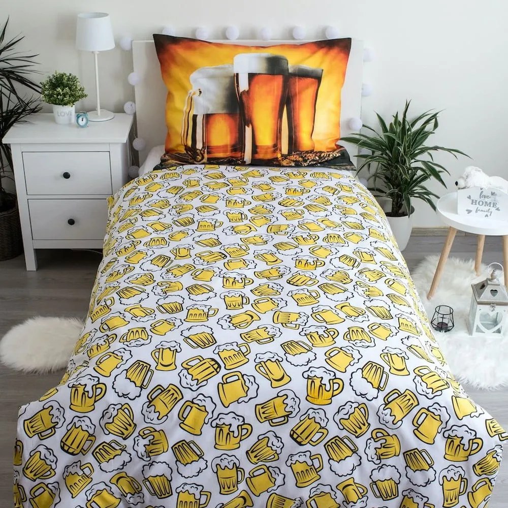 Set copripiumino e federa color ambra in cotone per letto singolo 140x200 cm Beer – Jerry Fabrics