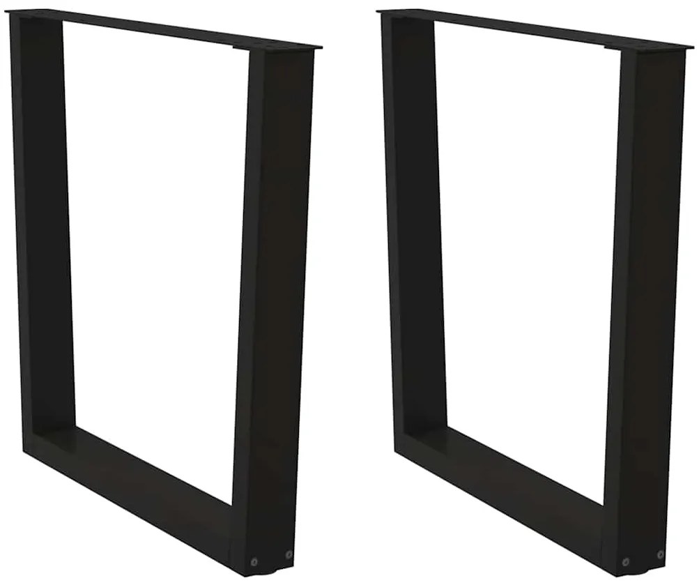 Gambe Per Tavolo Da Pranzo A V 2 Pz Nero 80x(72-73,3)cm Acciaio /