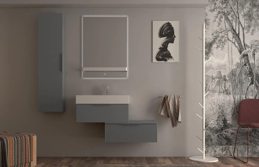 Colonna per mobile bagno Modula BADEN HAUS 1 anta P 20 x L 35 x H 140 cm grigio nuvola