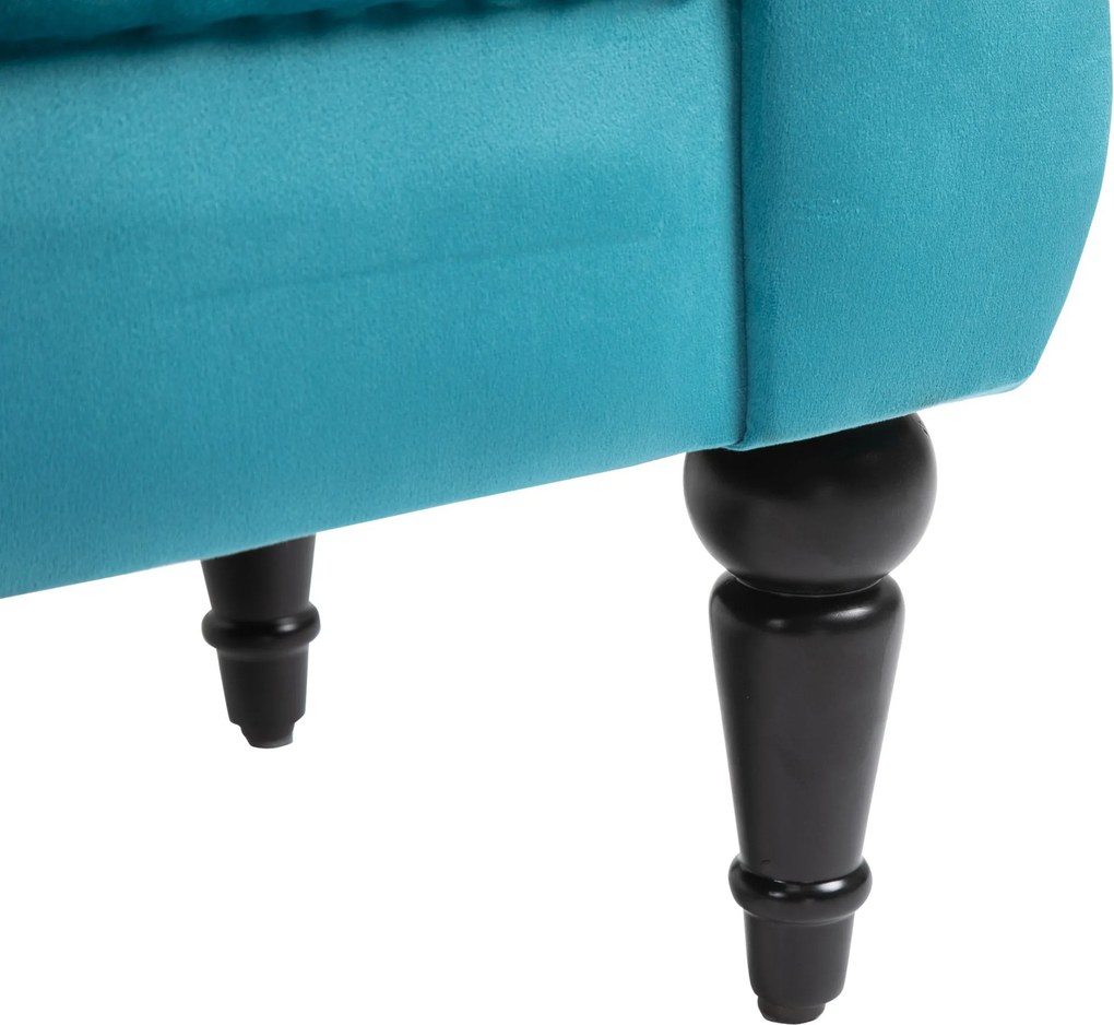 Panca con Braccioli in Tessuto Velluto Capitonné 117x40x58 cm  Blu...