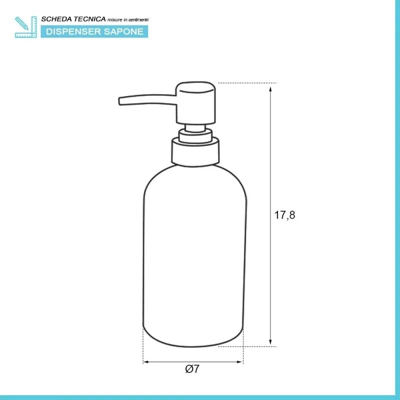 Set 4 pezzi dispenser sapone liquido in vetro colorato con capienza 400 ml