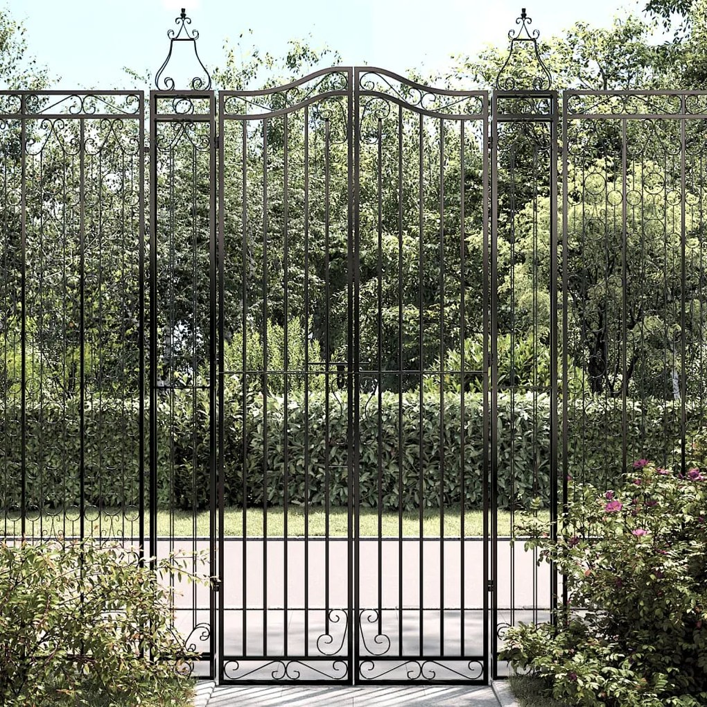 Cancello Da Giardino Nero 121x8x200 Cm İn Ferro Battuto /