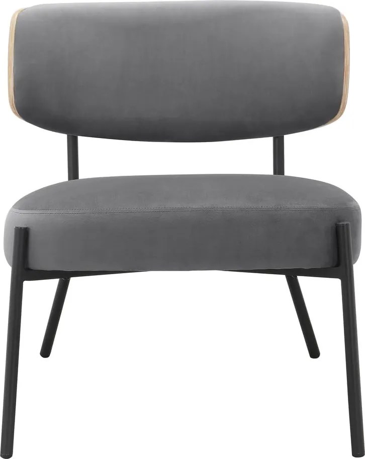 Poltrona in velluto grigio con poggiapiedi Jerry - Støraa