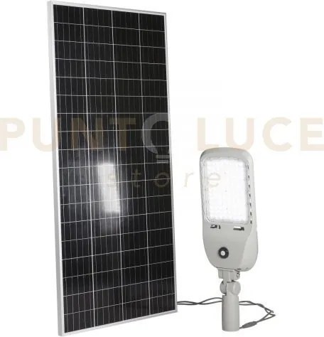 Faro solare stradale led iperion silver 50w 13500lm 4000k pannello ...