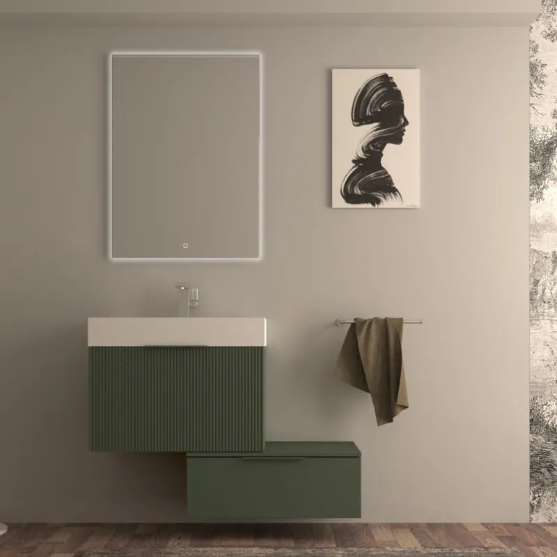 Mobile sottolavabo e lavabo Modula per vasca centrale verde opaco