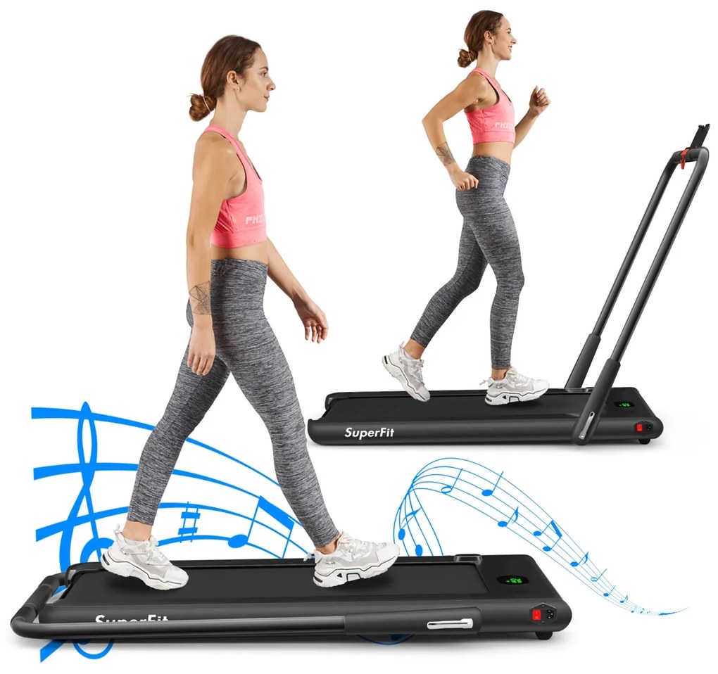 Costway Tapis roulant 2 in 1 sotto la scrivania, Tapis roulant elettrico 560W con schermo LED