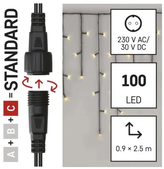 Catena luminosa natalizia LED per esterni 100xLED/2,5x0,9m IP44 bianco caldo