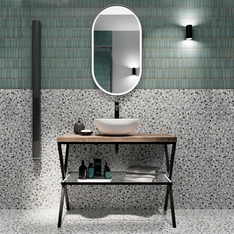 Mensola per bagno in acciaio Kros L 100 x P 46 x H 72 cm