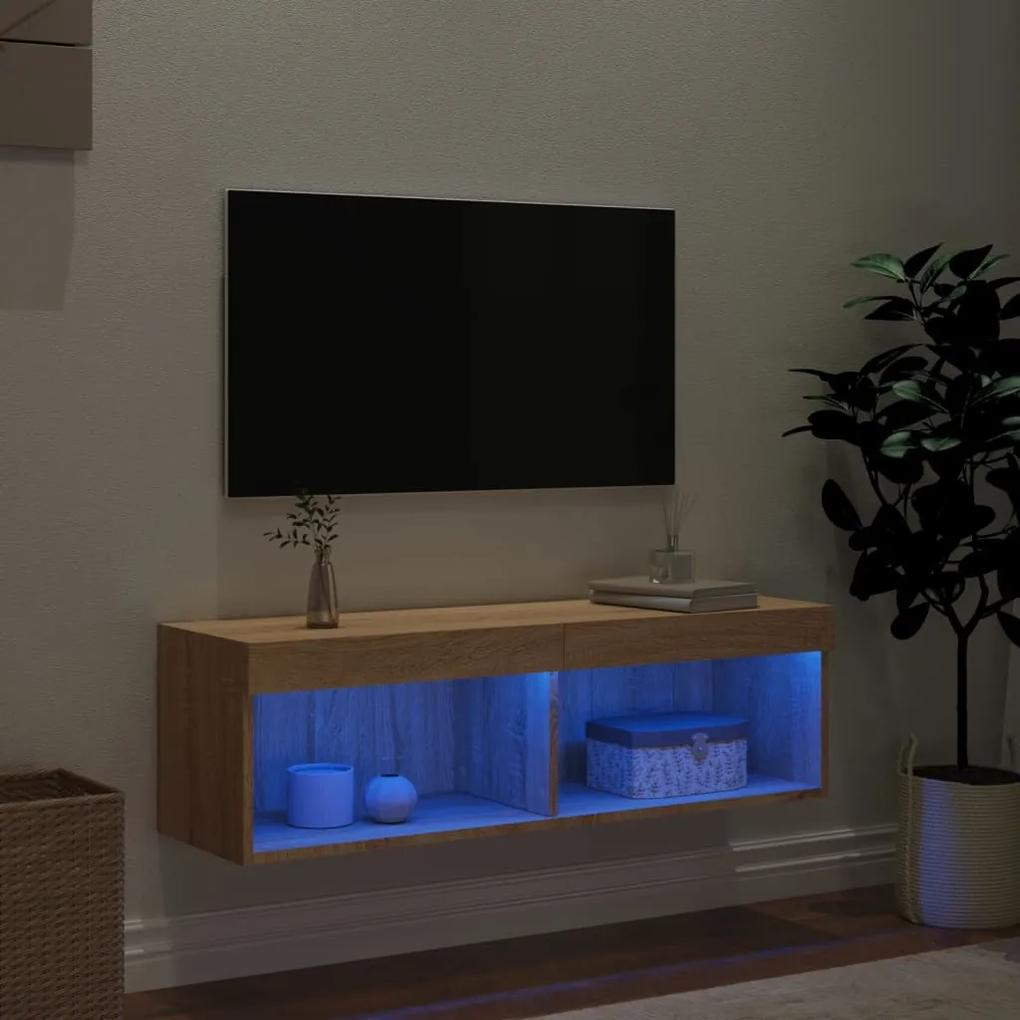 Mobile Porta TV con Luci LED Rovere Sonoma 100x30x30 cm