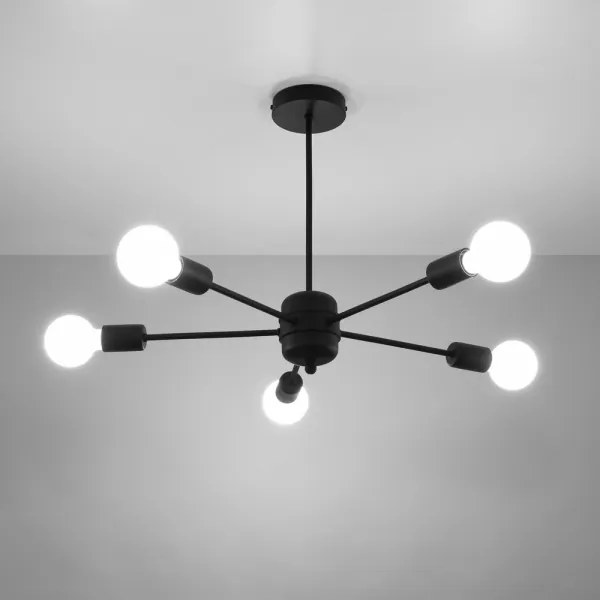 Sollux SL.1022 - Lampadario su palo LANGO 5xE27/60W/230V nero