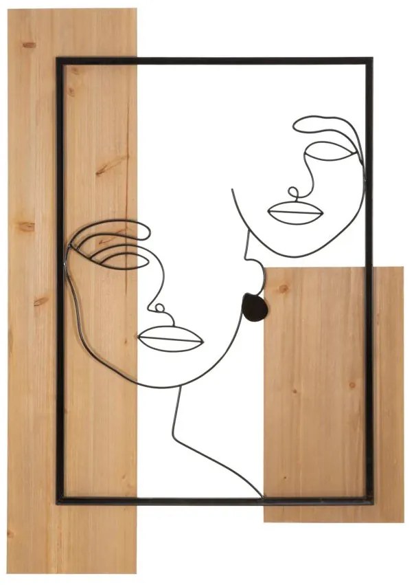 Pannello decorativo Faces in ferro e legno 3D cm 63x2x90