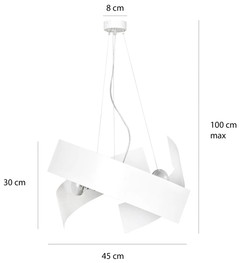 Sospensione Moderna 1 Luce Modo In Fasce Di Acciaio Bianco