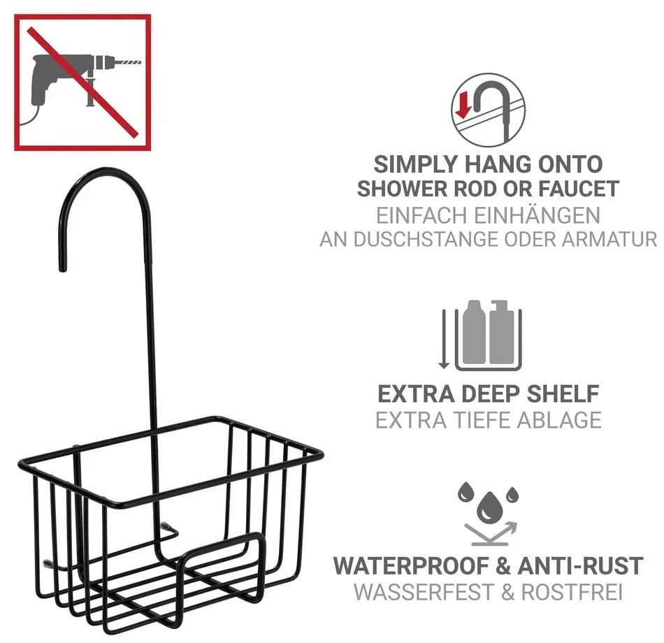 Mensola da bagno da appendere nera in acciaio inox Milito – Wenko