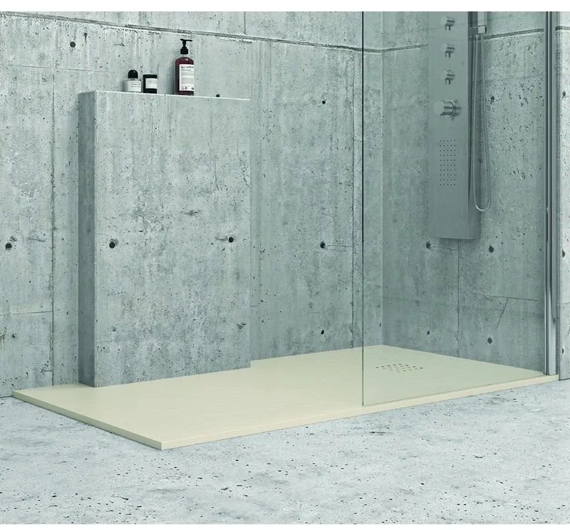 Kamalu - Piatto doccia 120x80 colore avorio crema effetto pietra