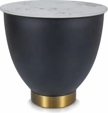 Tavolino da caffè Cyprus B effetto marmo bianco/nero - ø48/h45