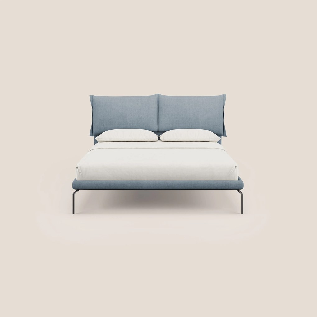 Bice letto imbottito con cuscini e piedi alti in metallo in tessuto impermeabile T02