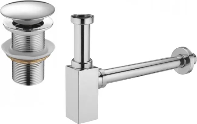 Mexen semisifone lavabo quadrato con tappo clic-clac, senza troppopieno, cromato - 7991060-00