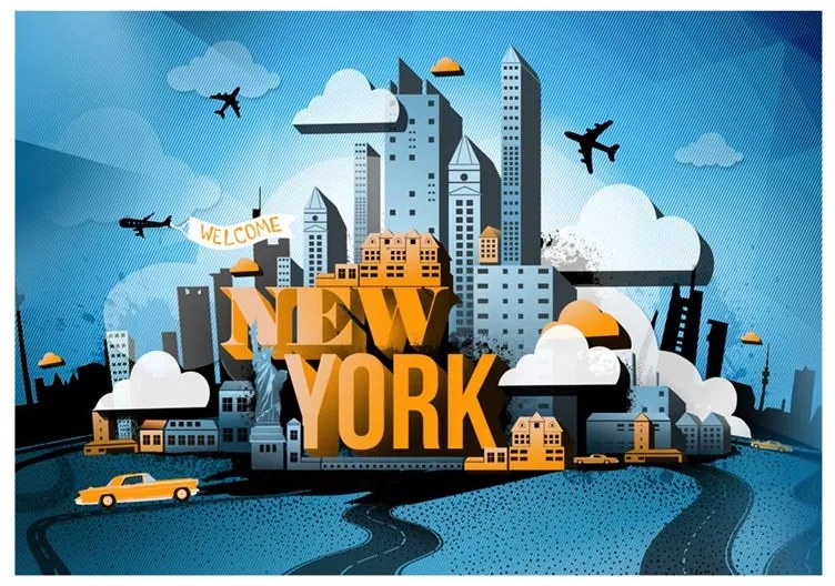 Fotomurale  New York  welcome  Colore Bianco, Dimensioni e Misure 400x280