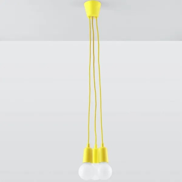 Lampadario su filo DIEGO 3xE27/60W/230V giallo