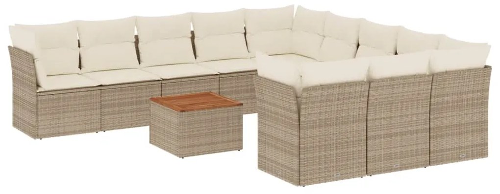 Set divani da giardino 12 pz con cuscini beige in polyrattan