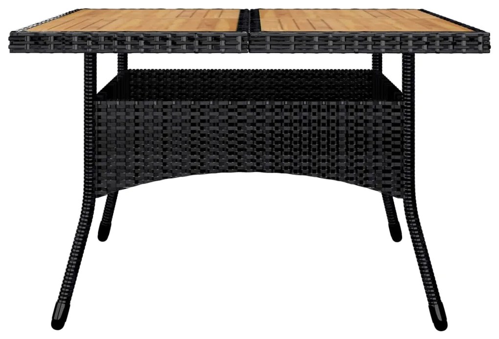 Set da pranzo da giardino 9 pz in polyrattan e acacia nero