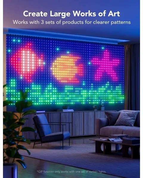 Govee - RGBIC Curtain Lampada 520 LED 1,5x2m Wi-Fi IP65