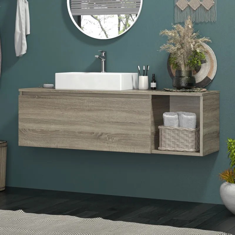 Mobile bagno 135 cm sospeso con vano a giorno a destra SP-135V - KAMALU