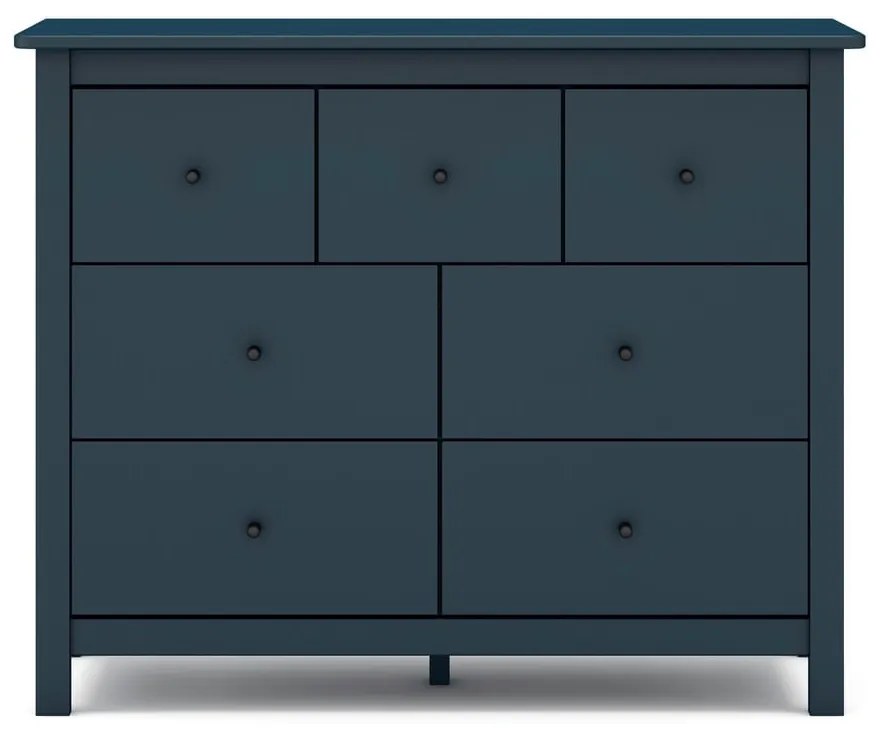 Cassettiera bassa blu scuro in legno di pino 110x80 cm Misti - Marckeric