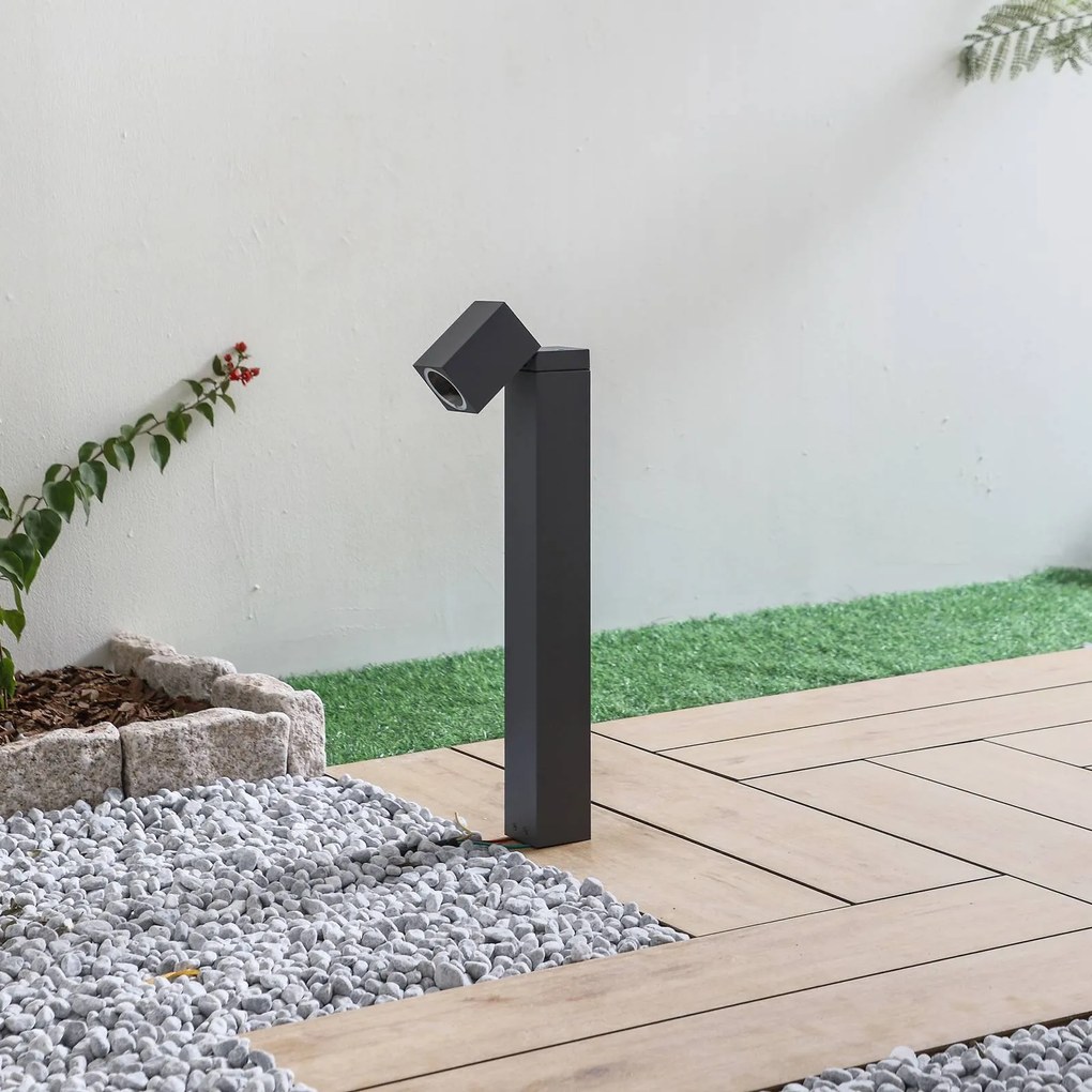 Lampione da giardino Othil Lindby, dimmerabile, Alluminio / Grigio / Zincato, Alluminio, Moderno, Lampada da esterni