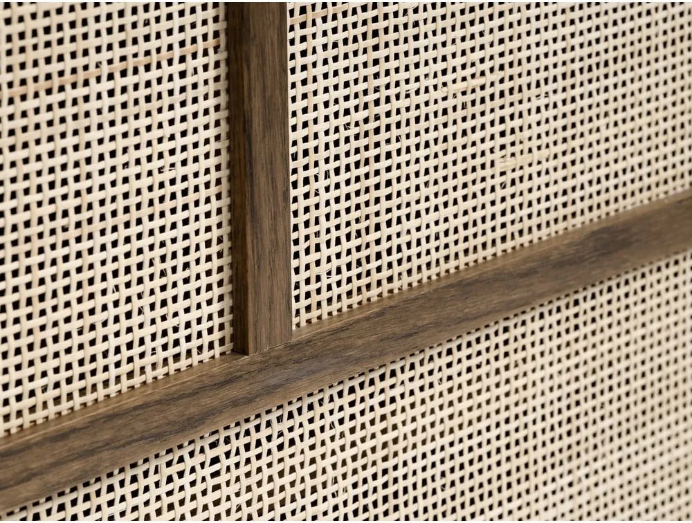 Cassettiera bassa marrone scuro effetto rovere con ante scorrevoli 180x80 cm Barrali - Unique Furniture