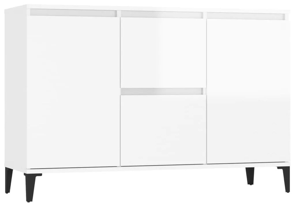 Credenza Bianco Lucido 104x35x70 cm in Legno Multistrato