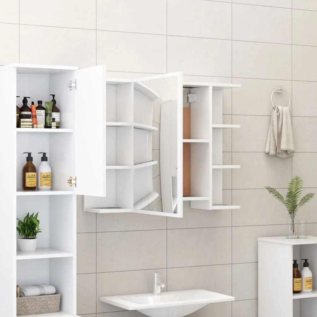 Set mobili da bagno 3 pz bianco in truciolato