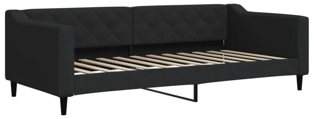 Divano letto estraibile con materassi nero 90x200 cm in tessuto