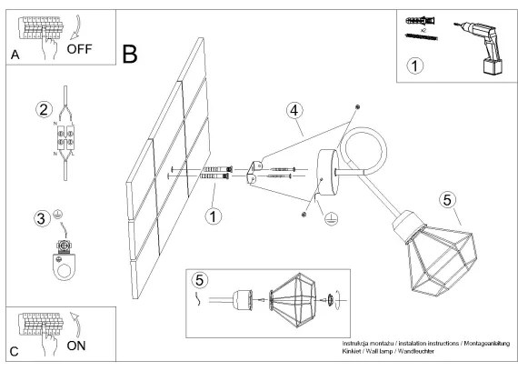 Sollux SL.1108 - Lampada da parete ARTEMIS 1xE14/40W/230V nero