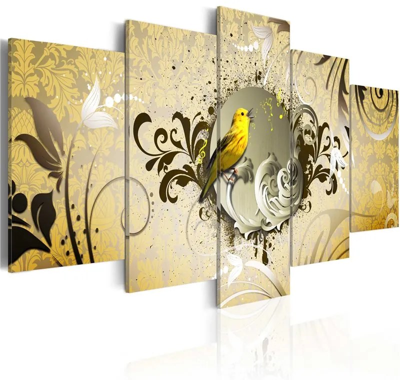 Quadro Canto dell'uccello giallo  Colore Beige, Dimensioni e Misure 100x50