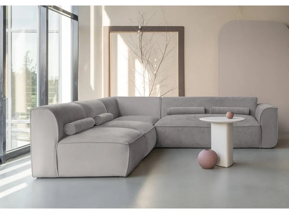 Divano angolare componibile in grigio chiaro (con penisola a sinistra) Flex Felix – Miuform